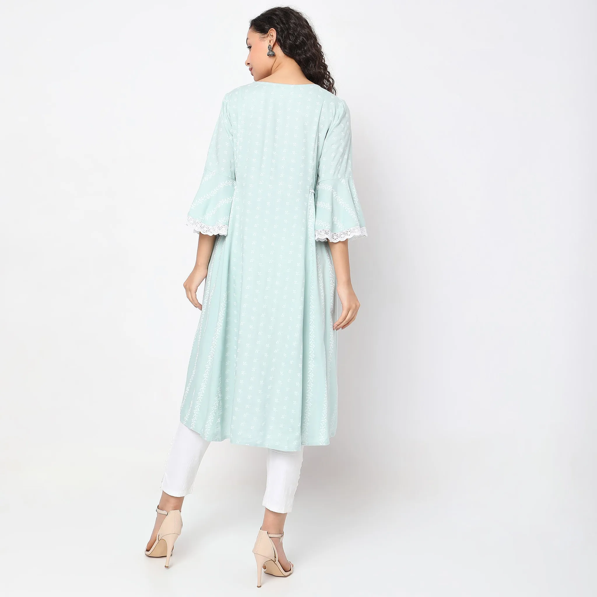 Flare Fit Embroidered Kurta