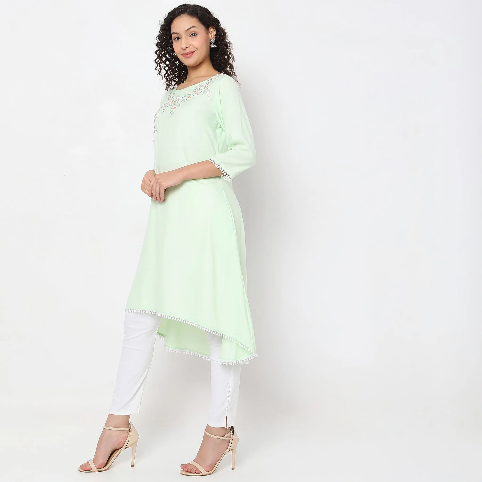 Flare Fit Embroidered Kurta