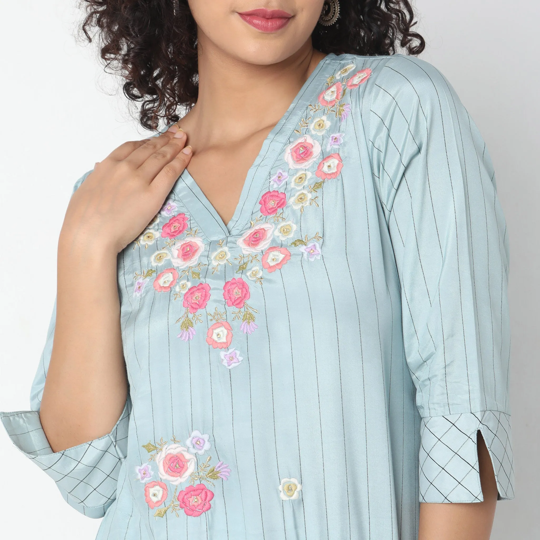 Flare Fit Embroidered Kurta