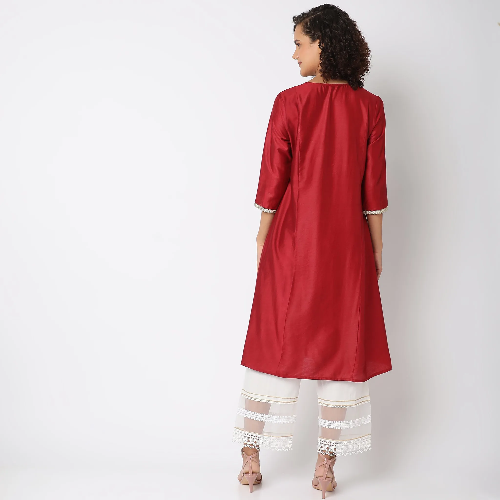 Flare Fit Embroidered Kurta