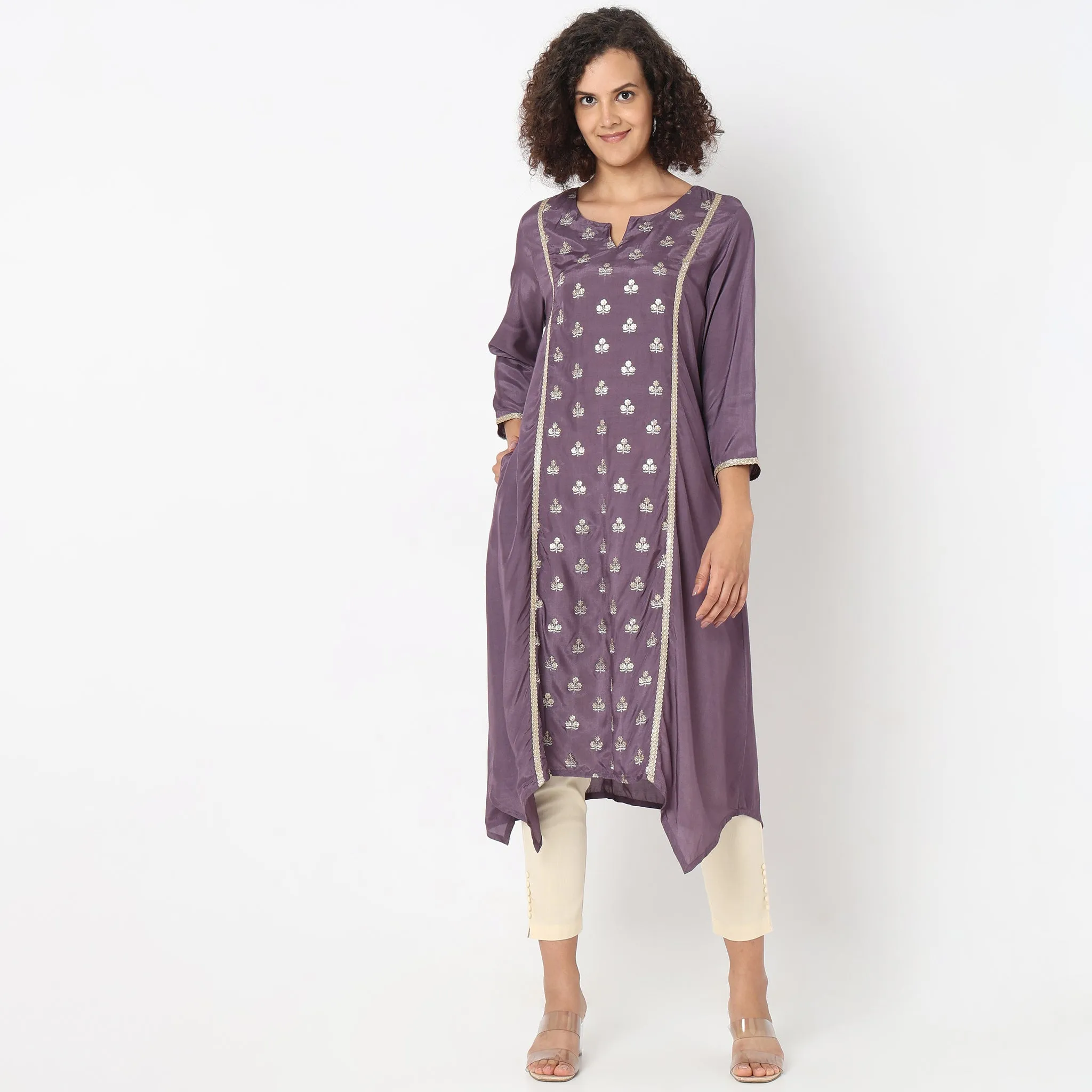 Flare Fit Embroidered Kurta