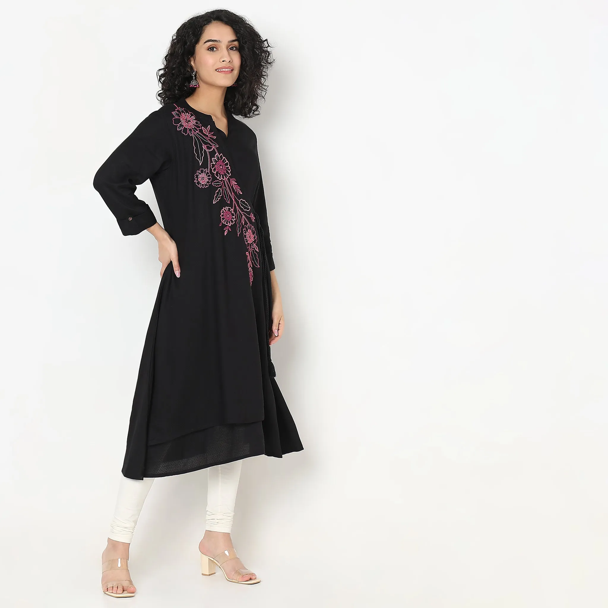 Flare Fit Embroidered Kurta