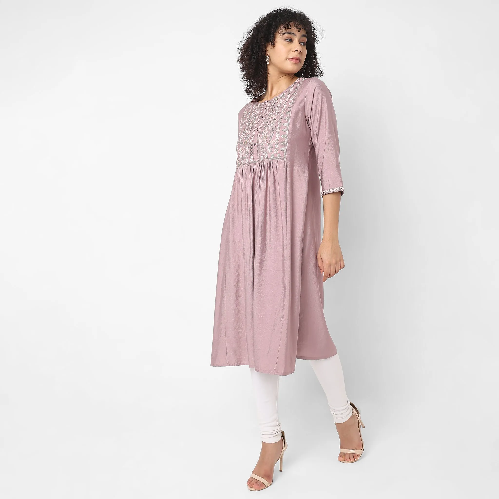 Flare Fit Embroidered Kurta