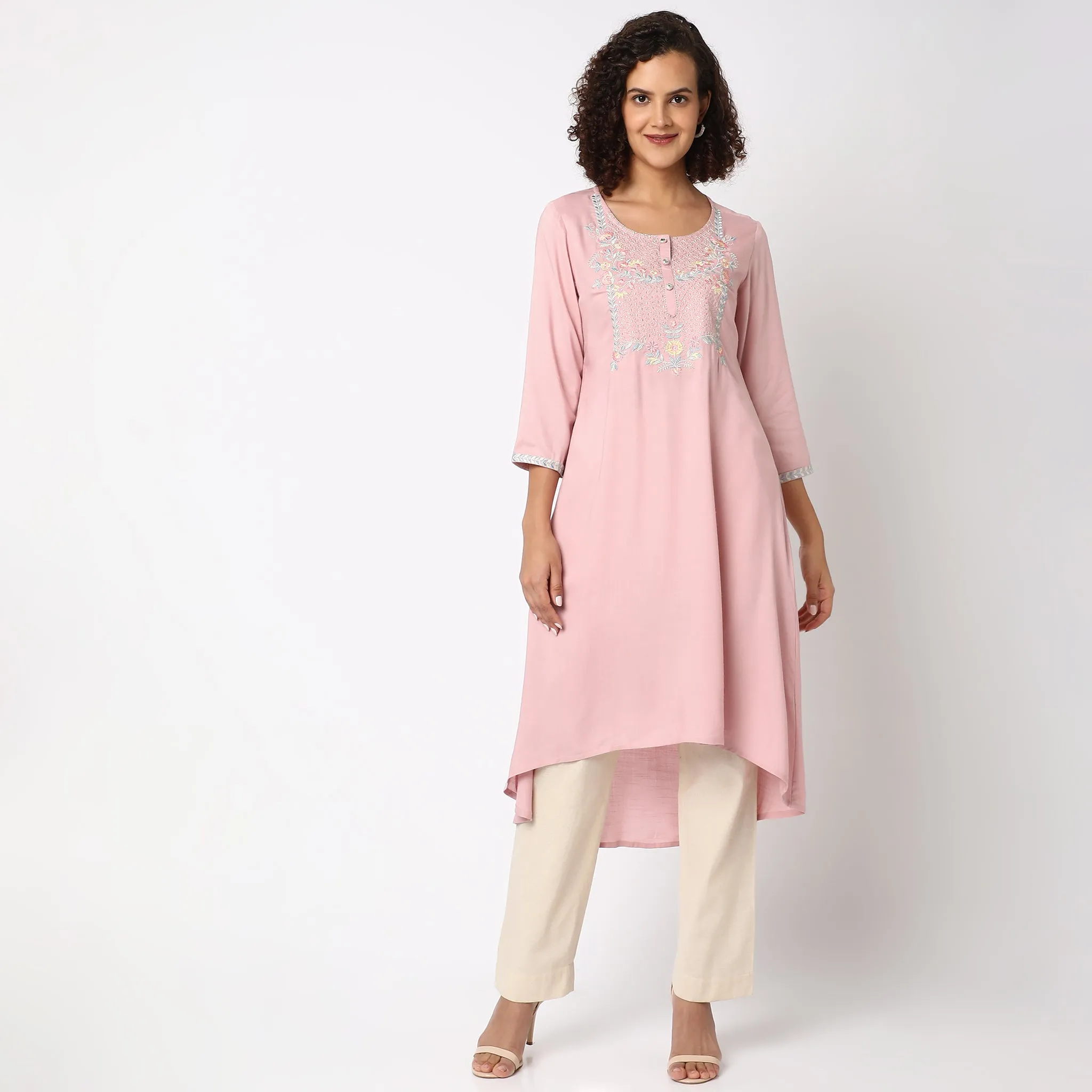 Flare Fit Embroidered Kurta