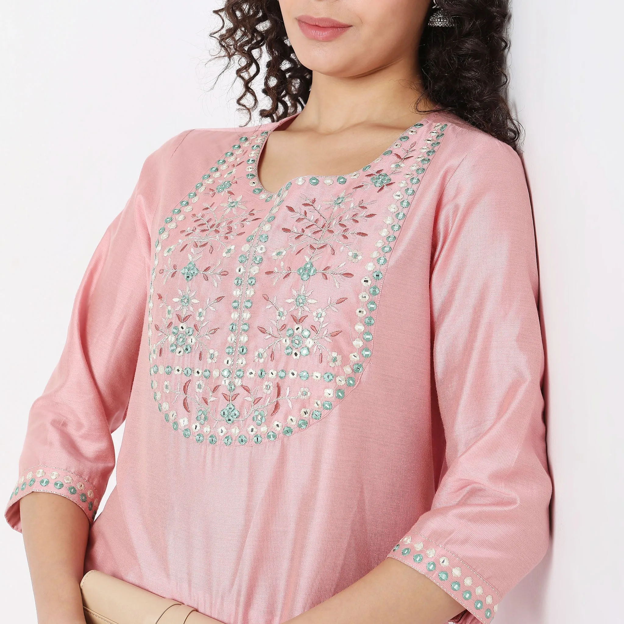 Flare Fit Embroidered Kurta