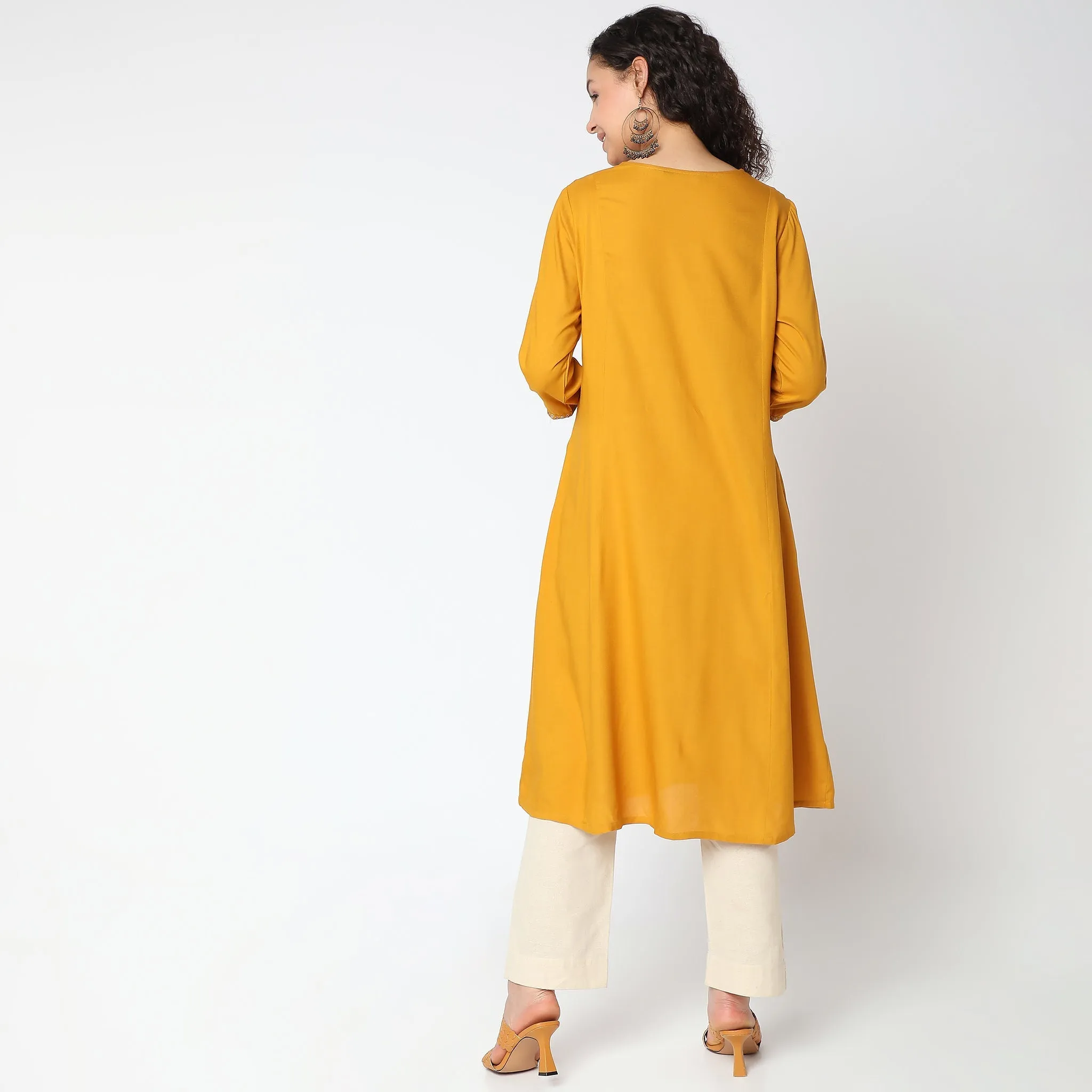 Flare Fit Embroidered Kurta