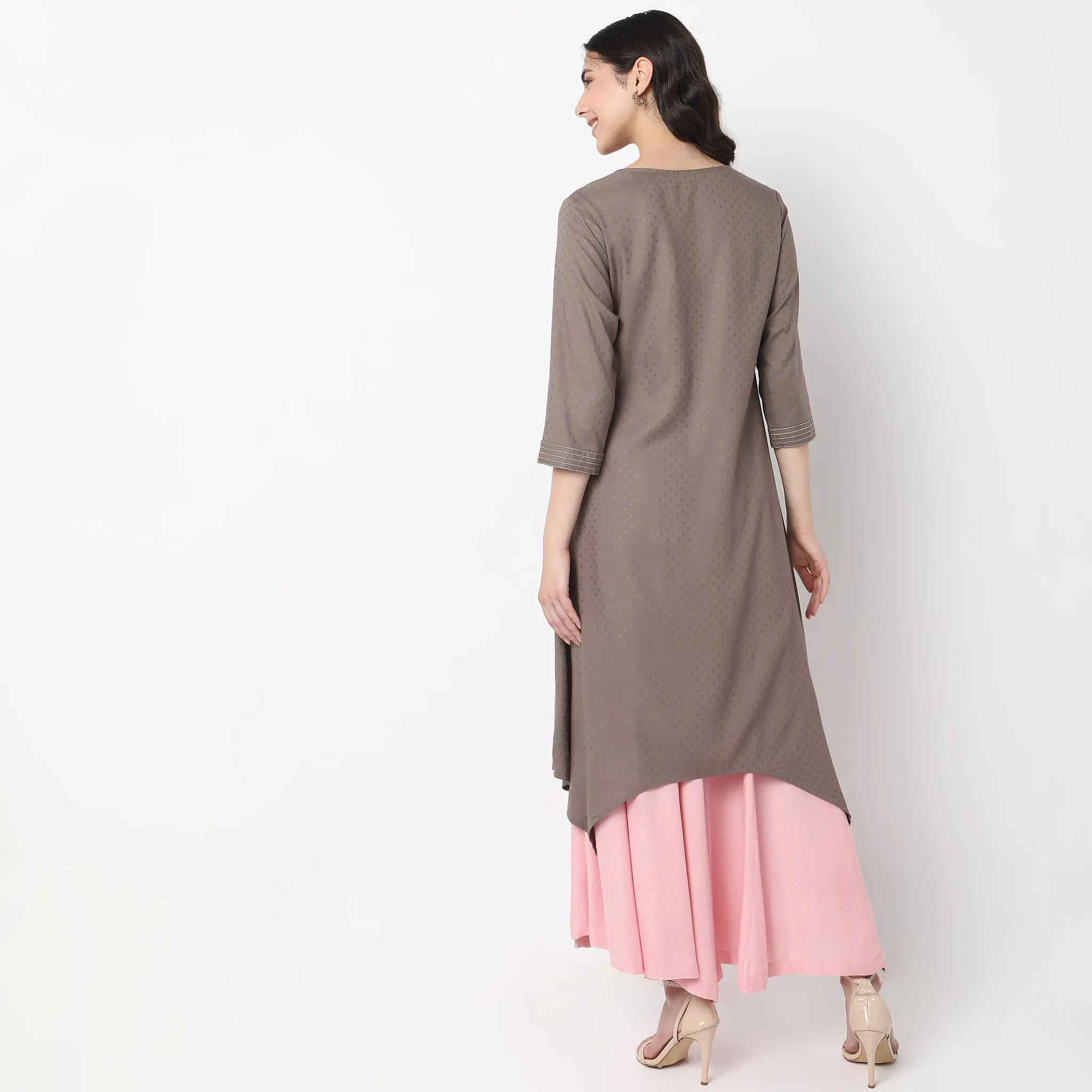 Flare Fit Embroidered Kurta