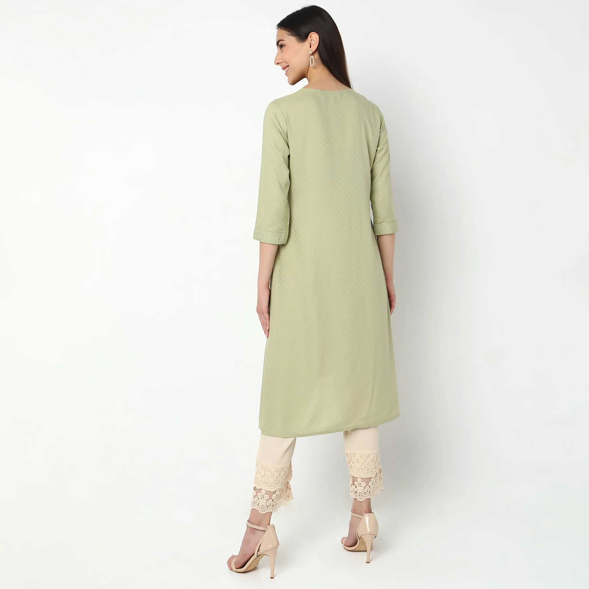 Flare Fit Embroidered Kurta