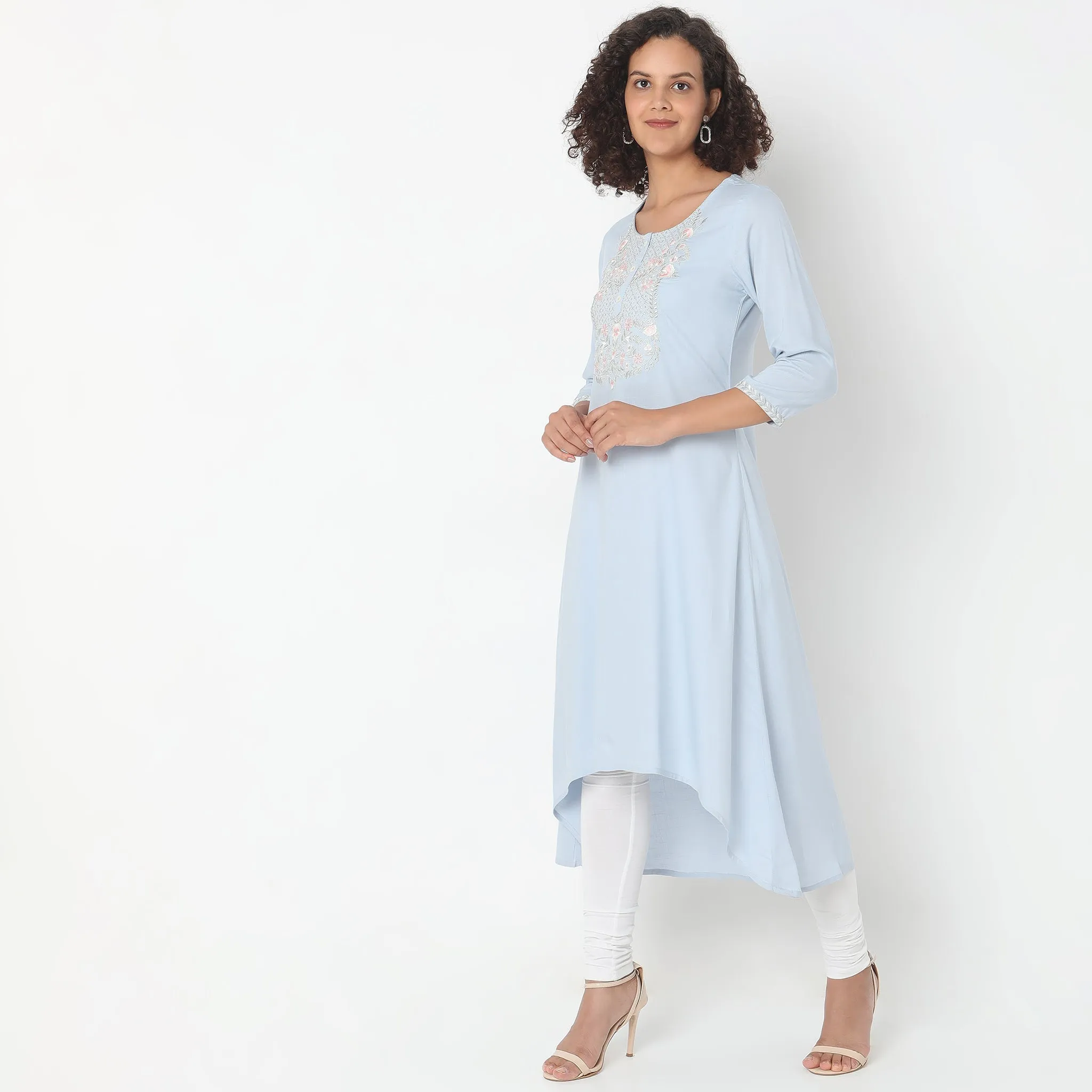 Flare Fit Embroidered Kurta