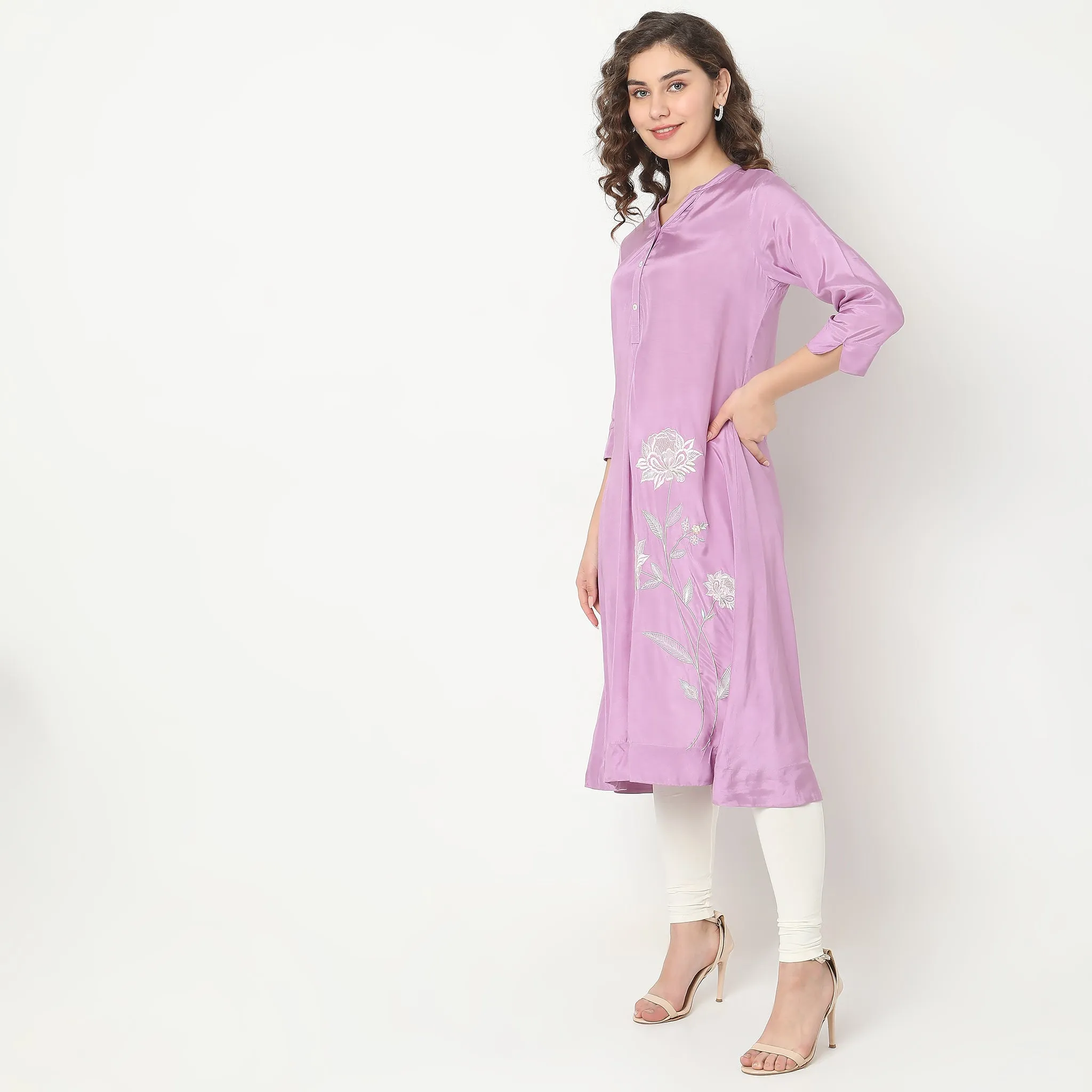 Flare Fit Embroidered Kurta