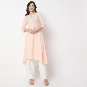 Flare Fit Embroidered Kurta