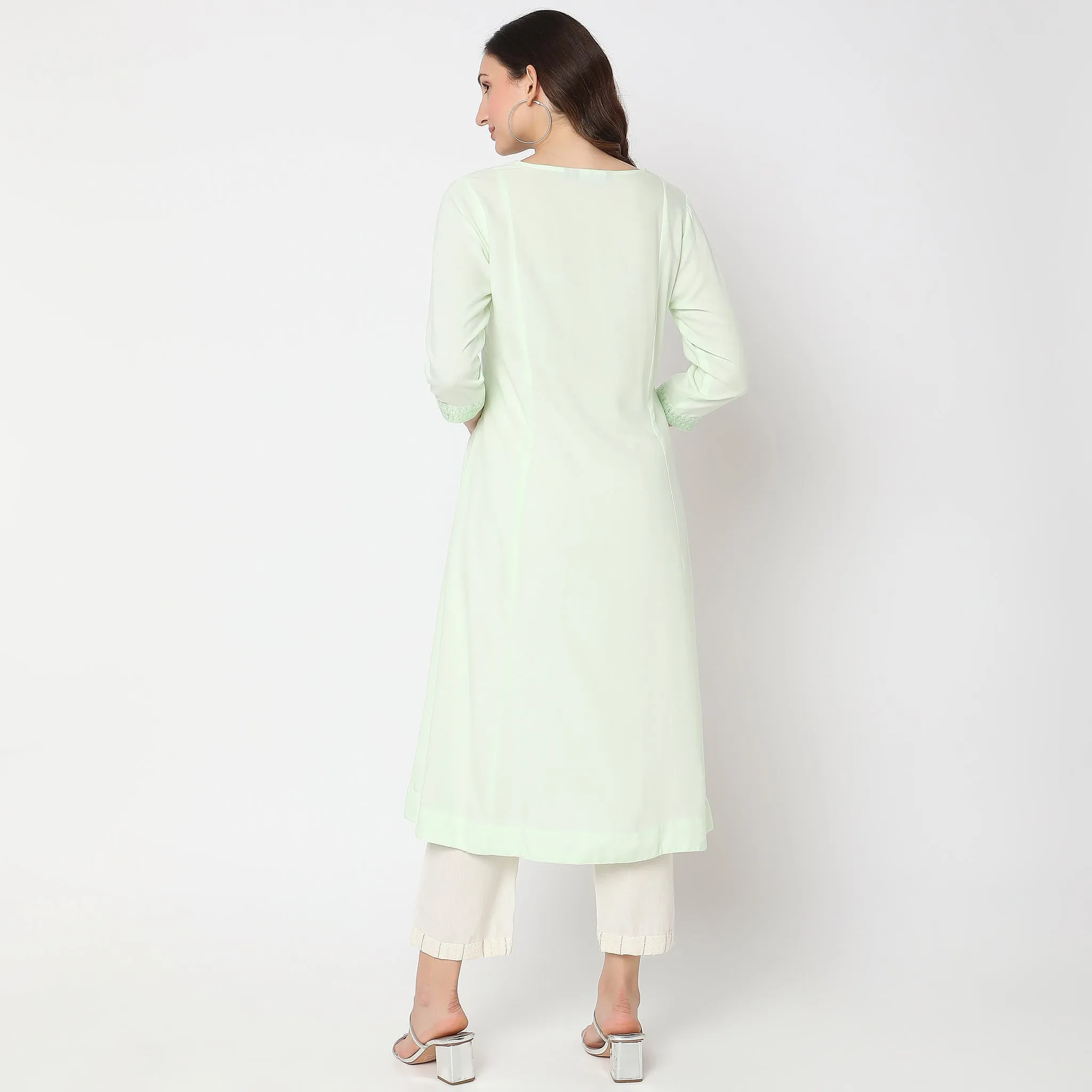 Flare Fit Embroidered Kurta