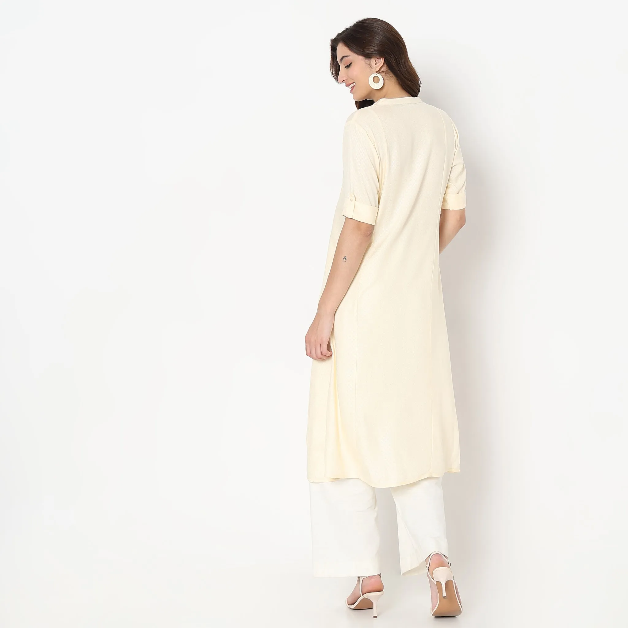 Flare Fit Embroidered Kurta