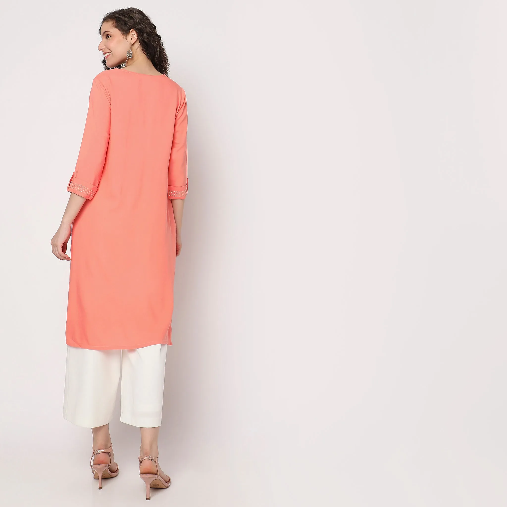 Flare Fit Embroidered Kurta