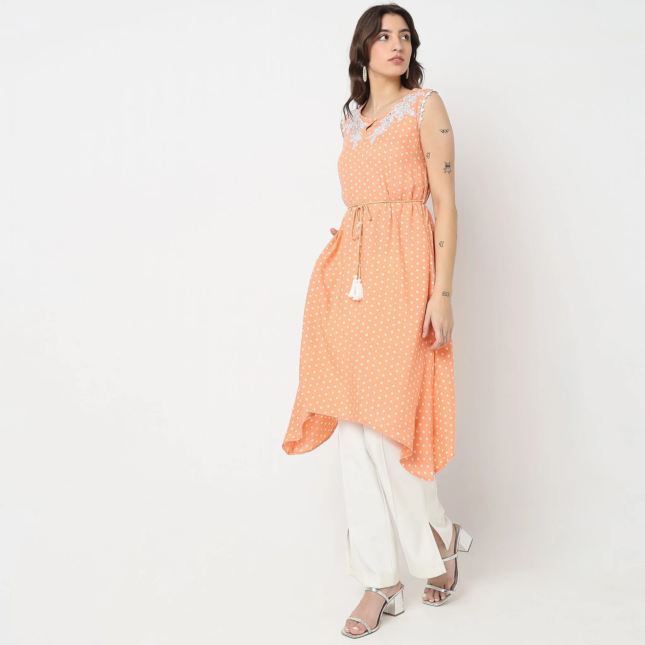 Flare Fit Embroidered Kurta