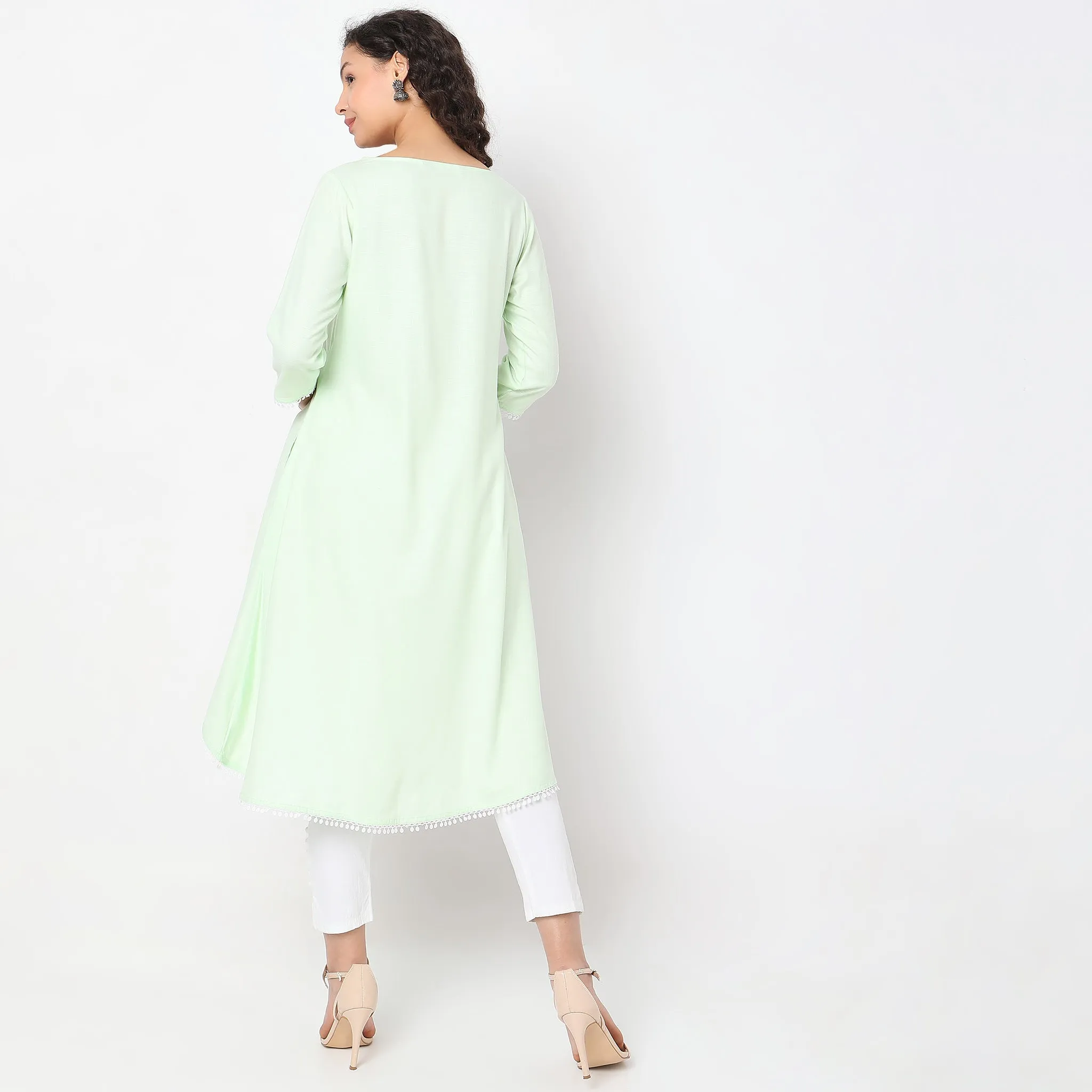 Flare Fit Embroidered Kurta