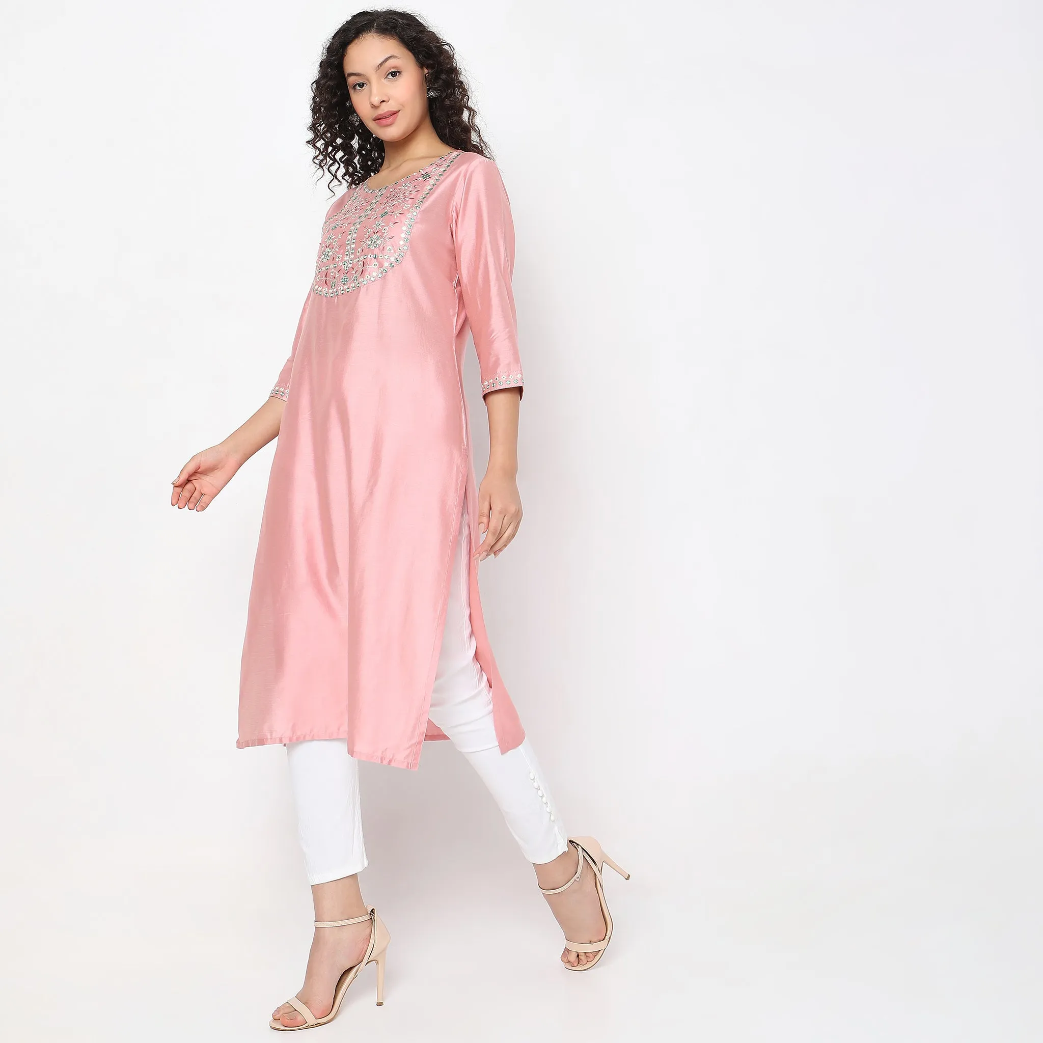 Flare Fit Embroidered Kurta