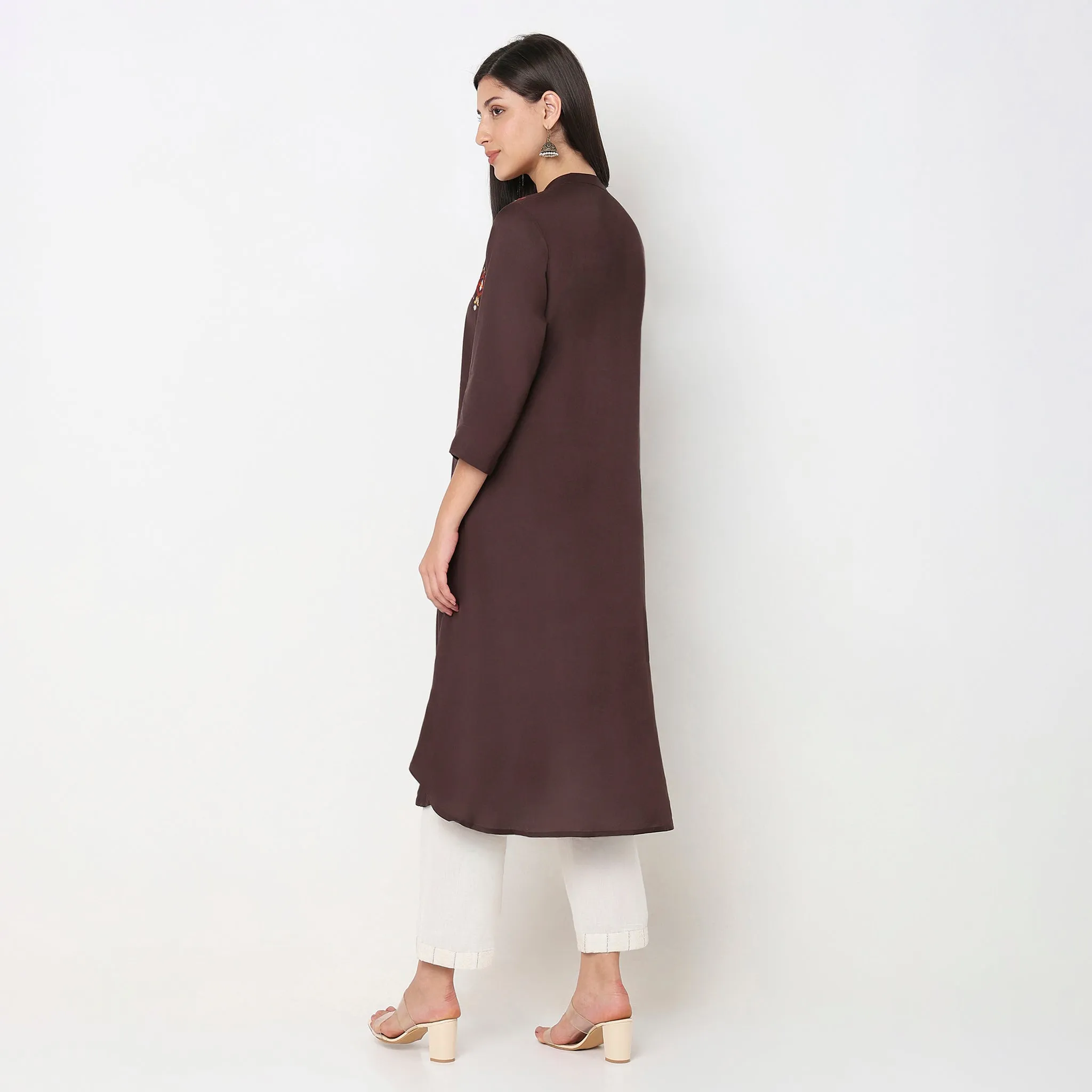 Flare Fit Embroidered Kurta