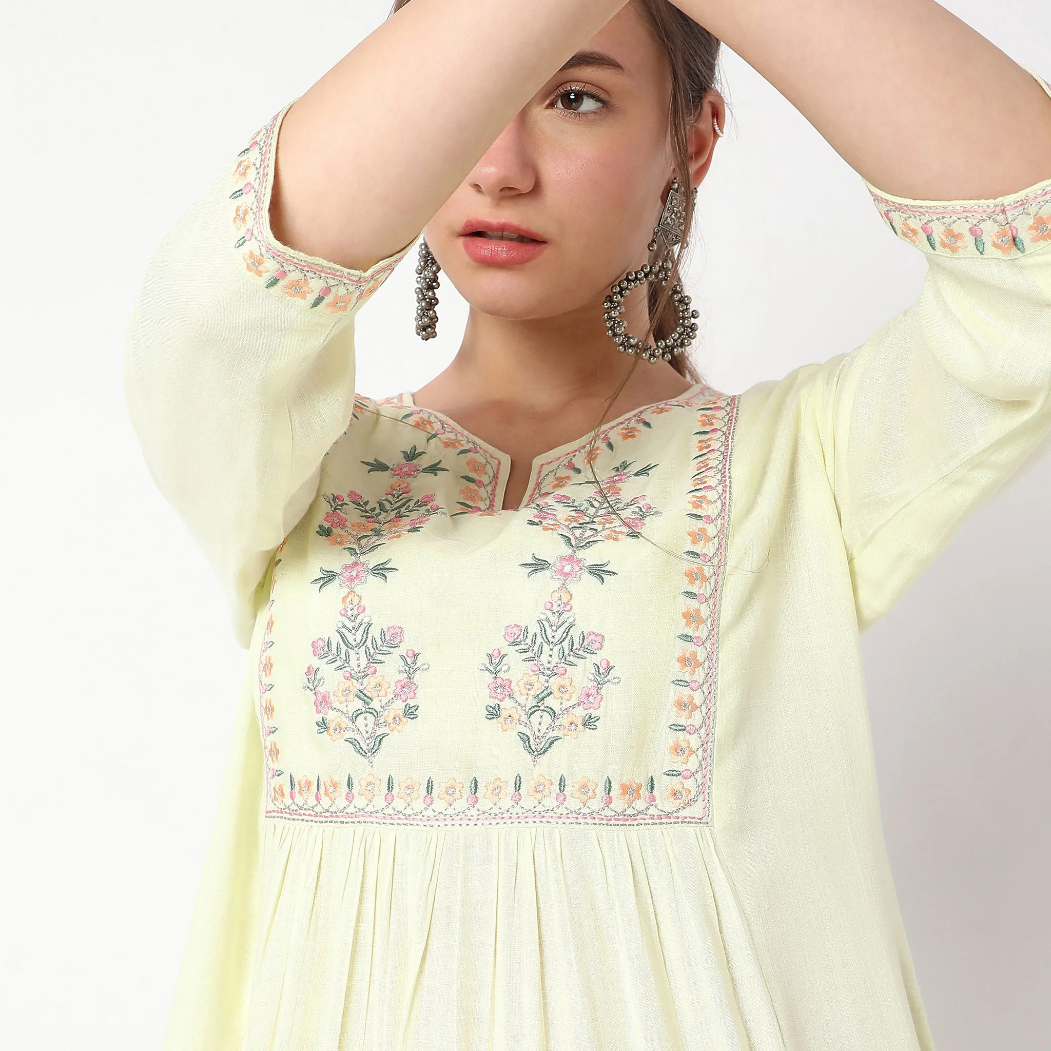 Flare Fit Embroidered Kurta