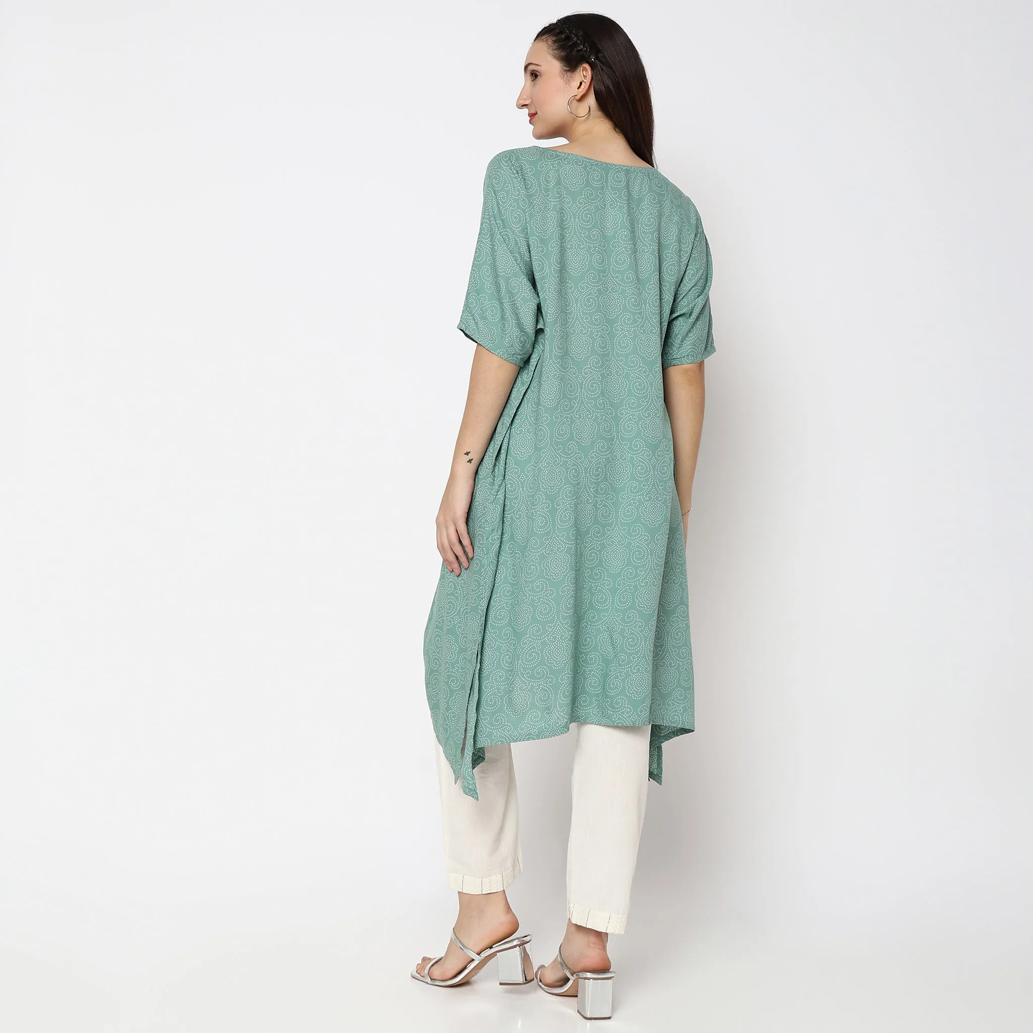 Flare Fit Embroidered Kurta