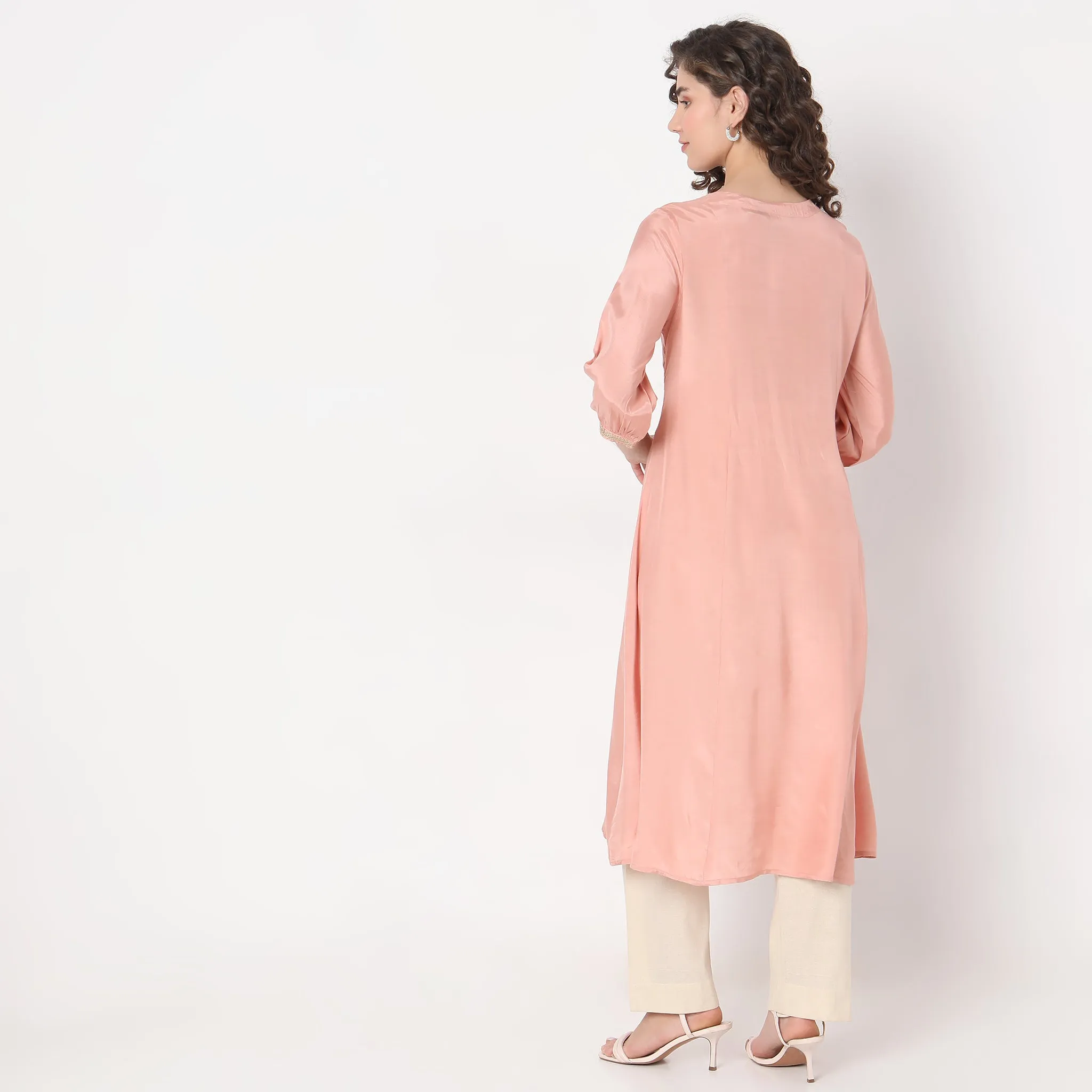 Flare Fit Embroidered Kurta