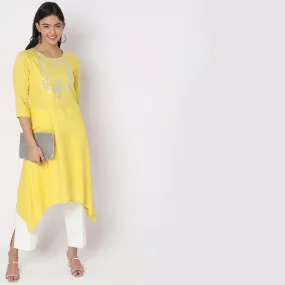 Flare Fit Embroidered Kurta