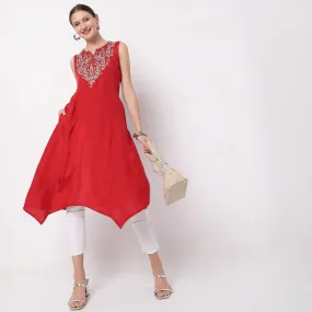 Flare Fit Embroidered Kurta