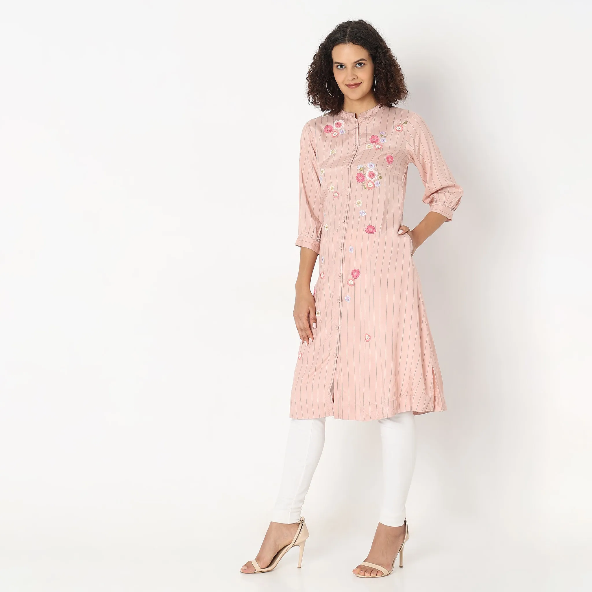 Flare Fit Embroidered Kurta