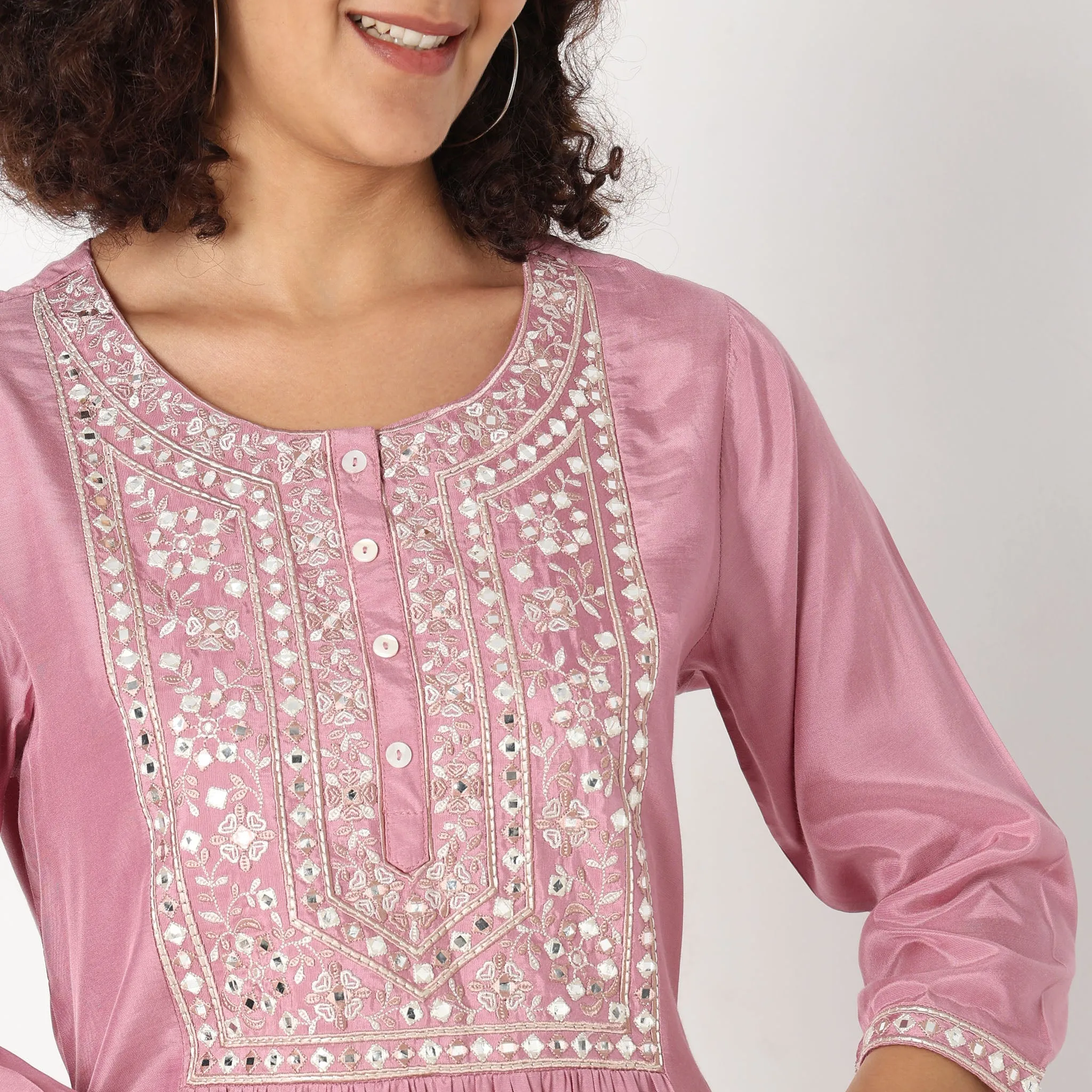 Flare Fit Embroidered Kurta