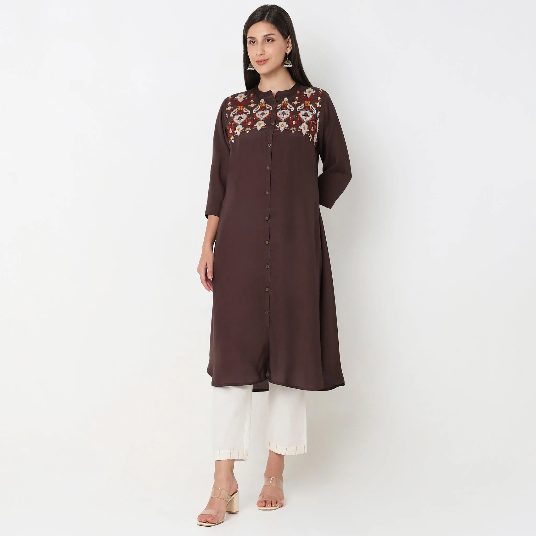 Flare Fit Embroidered Kurta