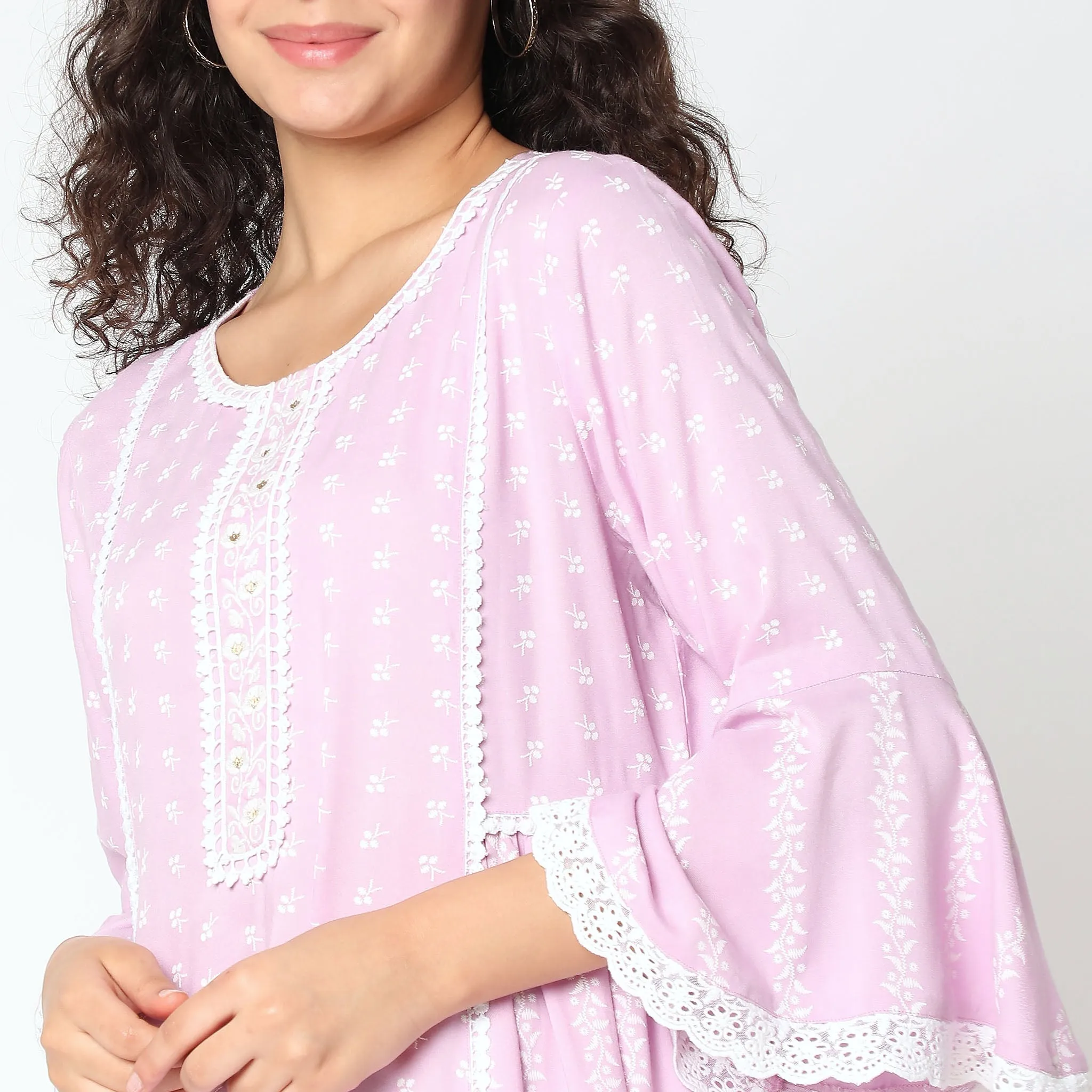 Flare Fit Embroidered Kurta