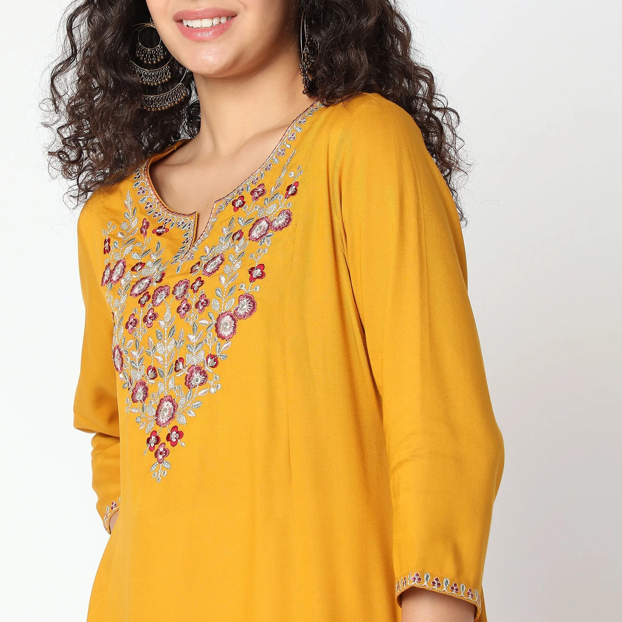 Flare Fit Embroidered Kurta