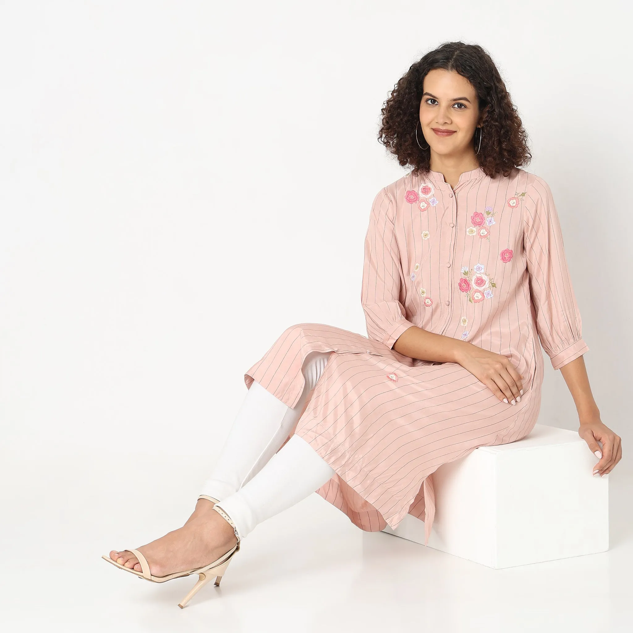 Flare Fit Embroidered Kurta