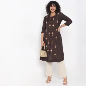 Flare Fit Embroidered Kurta