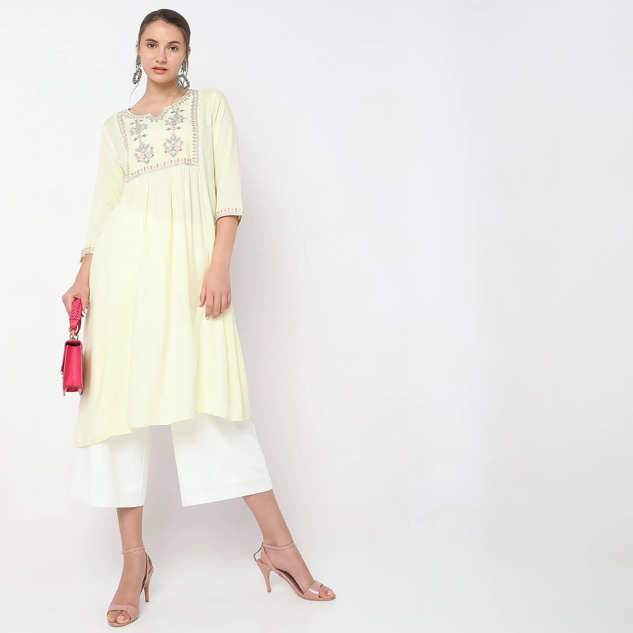 Flare Fit Embroidered Kurta