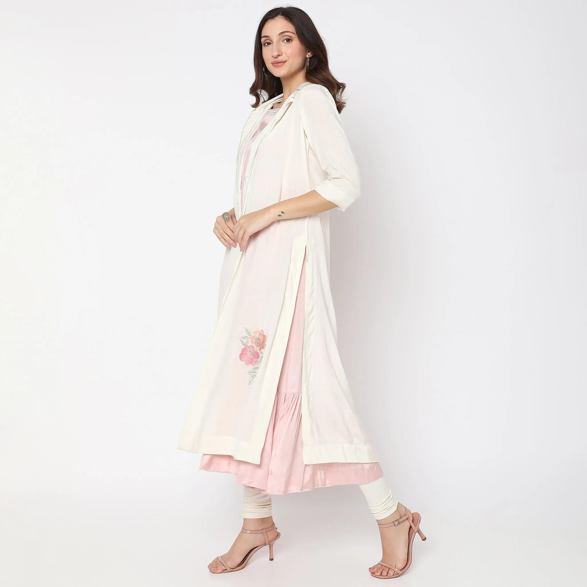 Flare Fit Embroidered Kurta