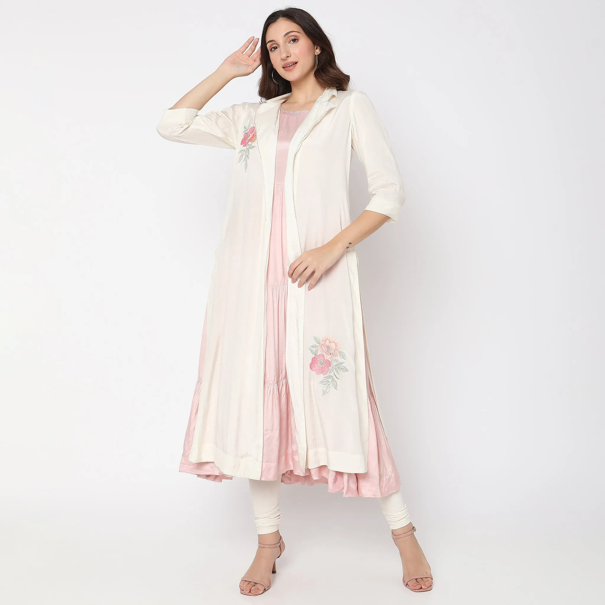 Flare Fit Embroidered Kurta