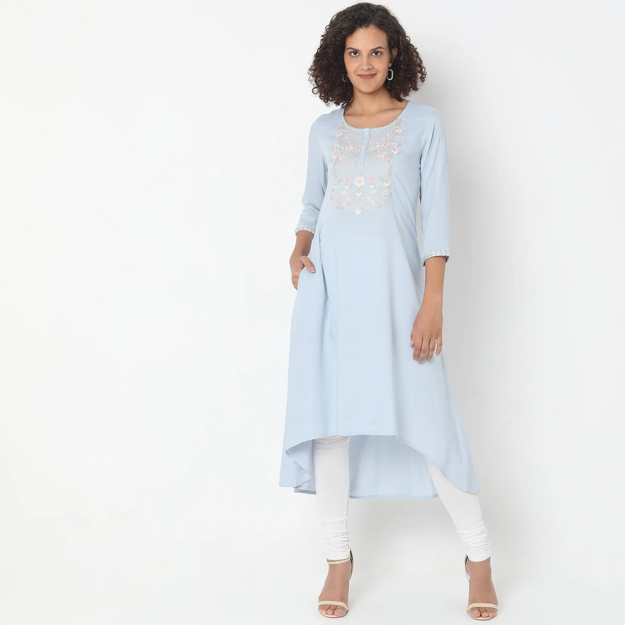 Flare Fit Embroidered Kurta