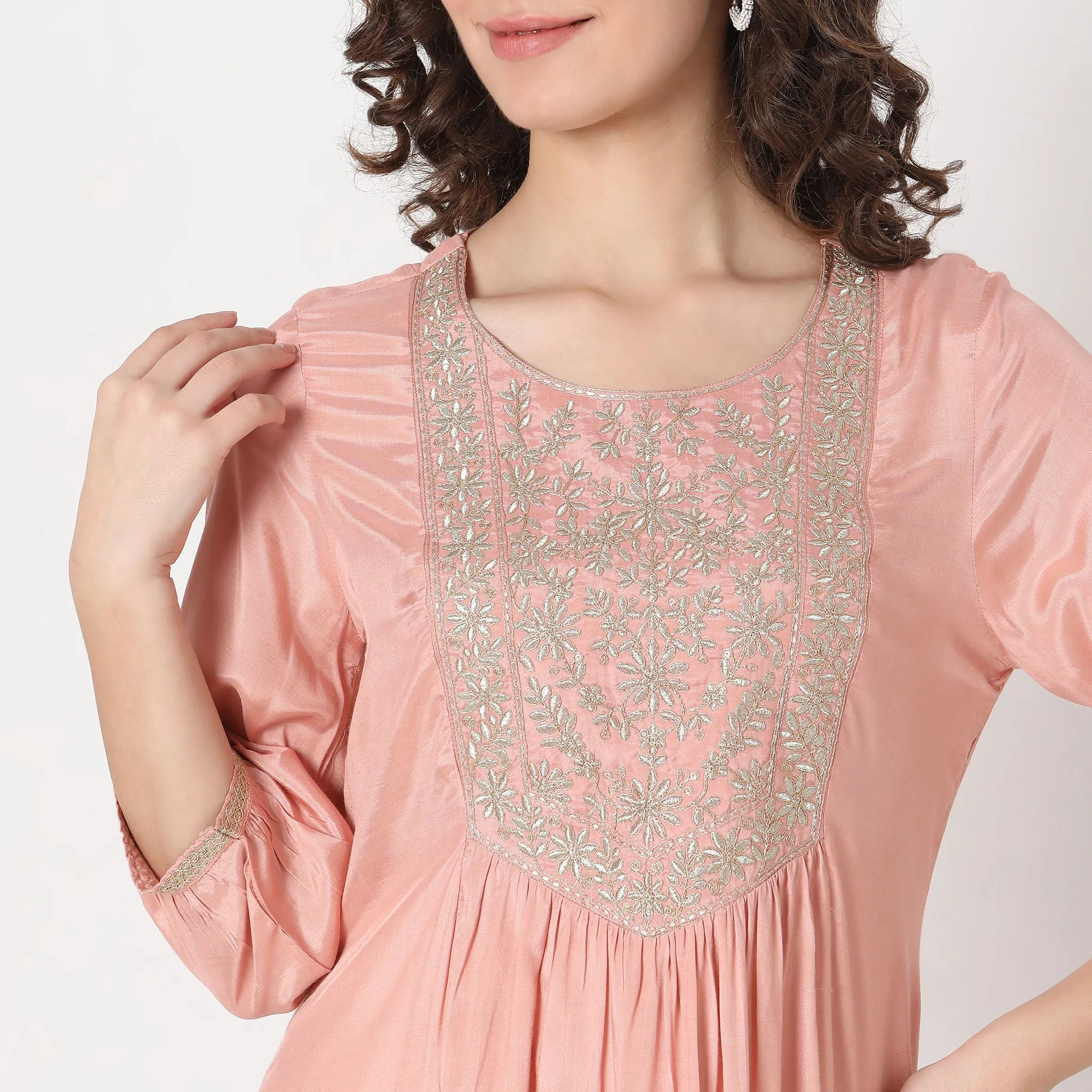 Flare Fit Embroidered Kurta