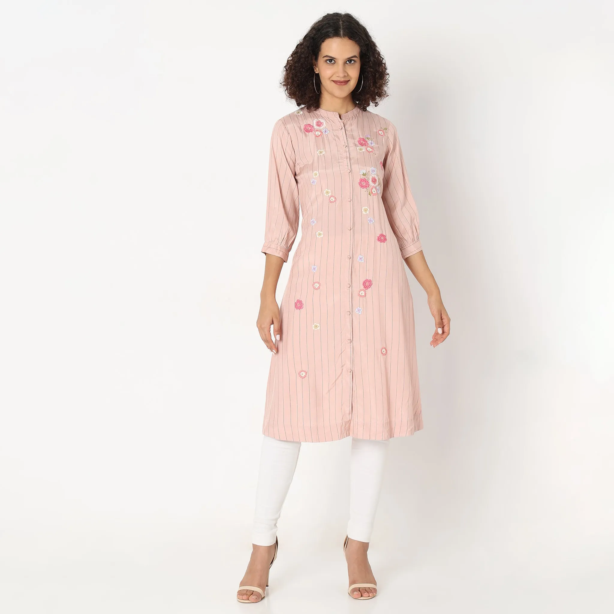 Flare Fit Embroidered Kurta