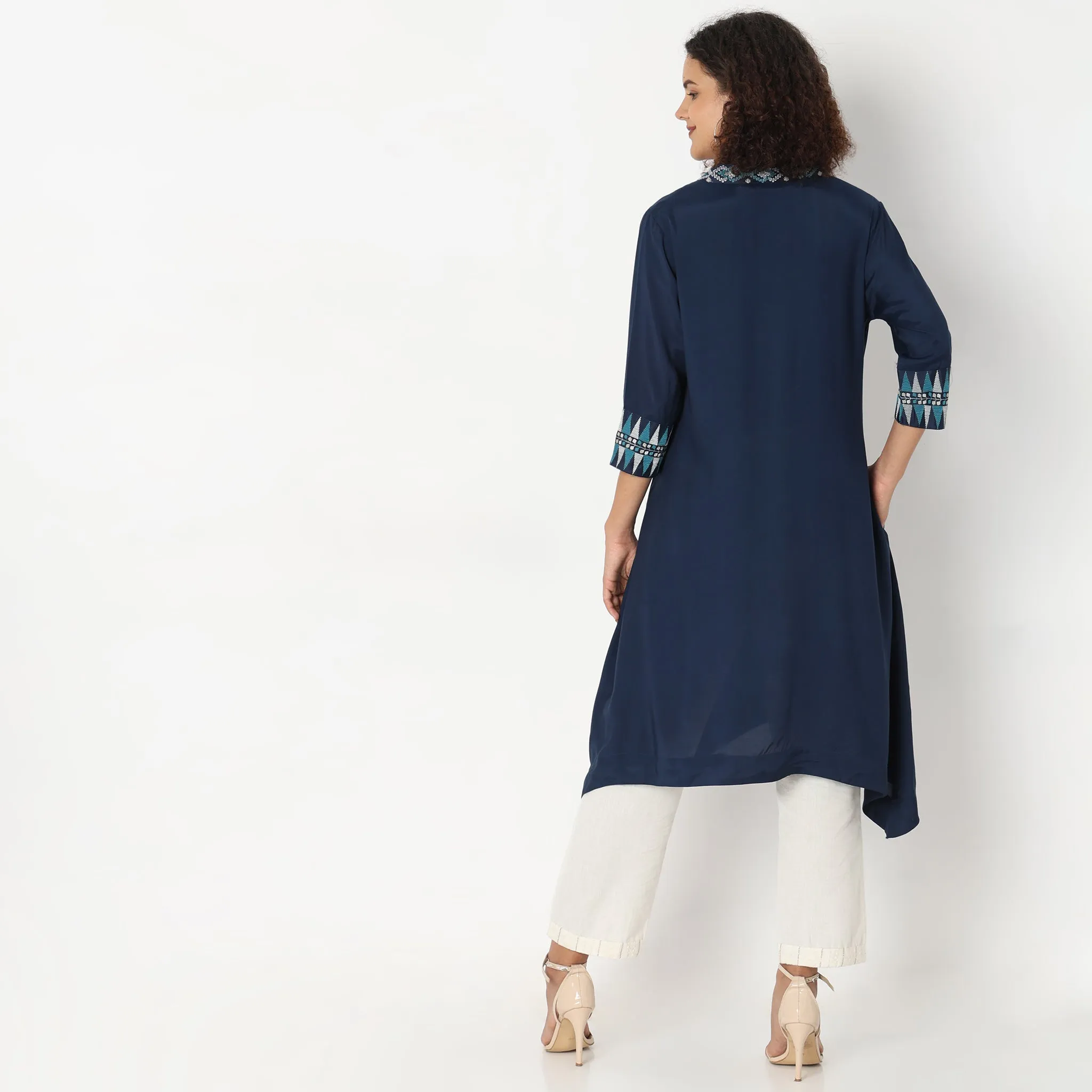 Flare Fit Embroidered Kurta