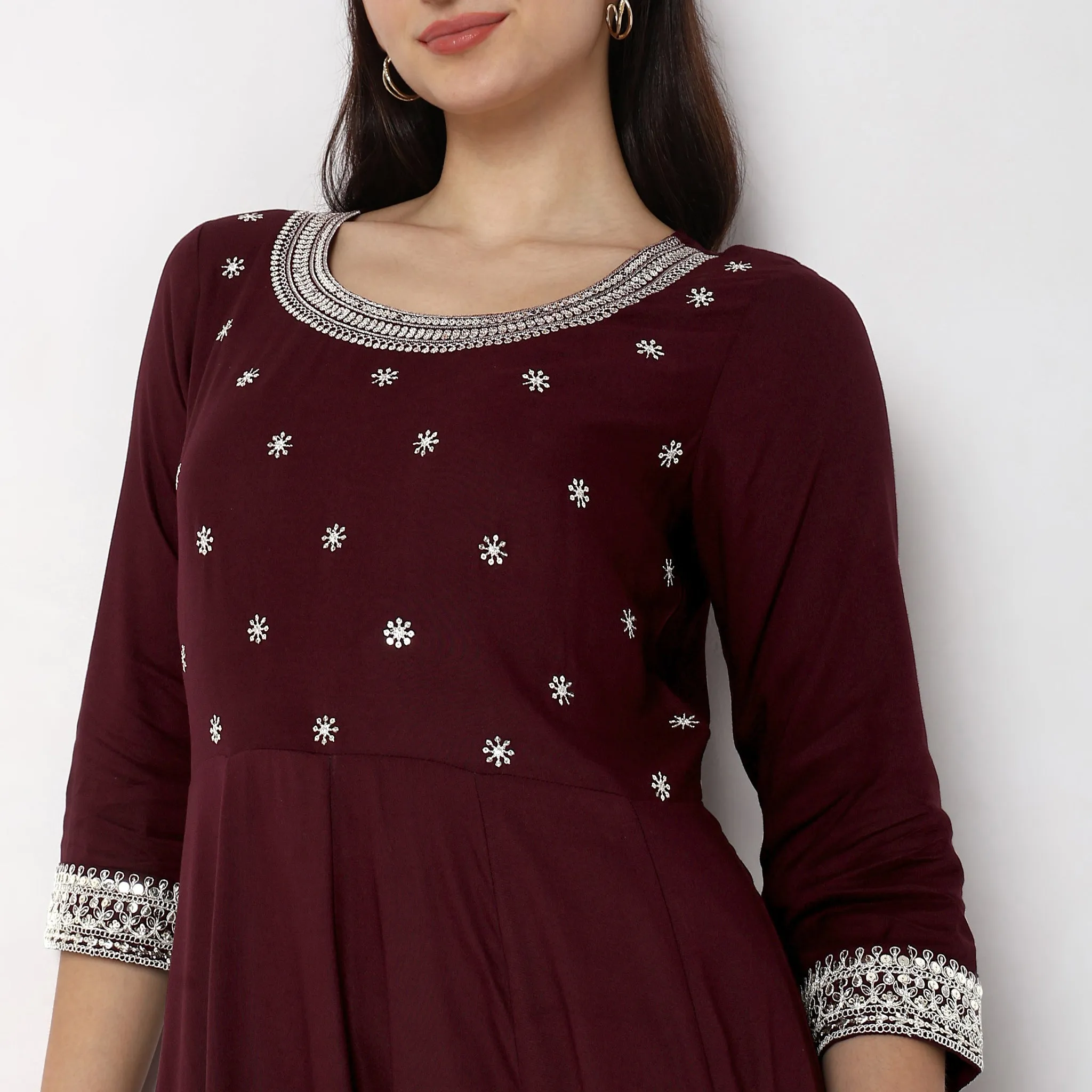 Flare Fit Embroidered Kurta