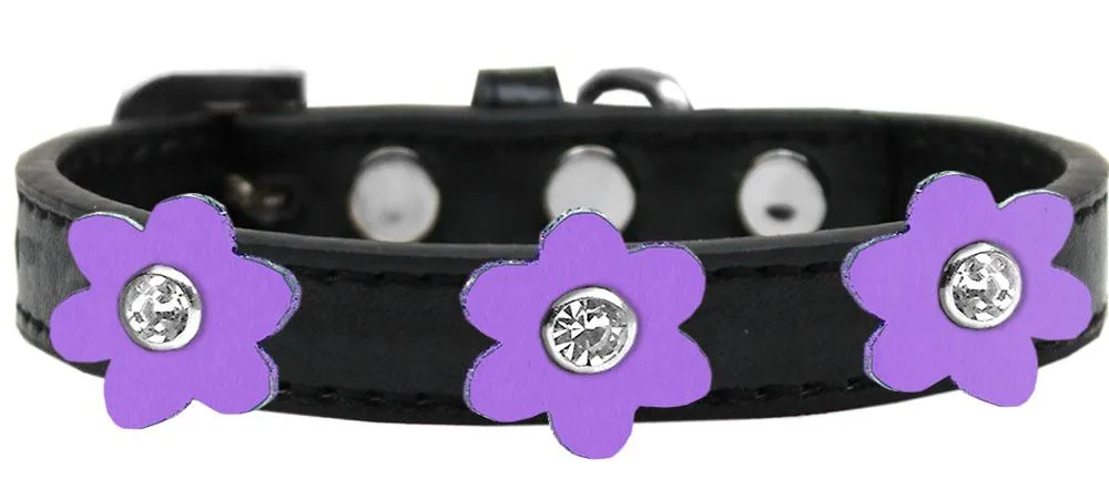 Flower Premium Collar Black With Lavender Flowers Size 14