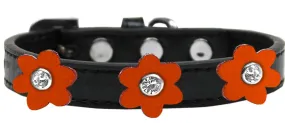 Flower Premium Collar Black With Orange Flowers Size 12