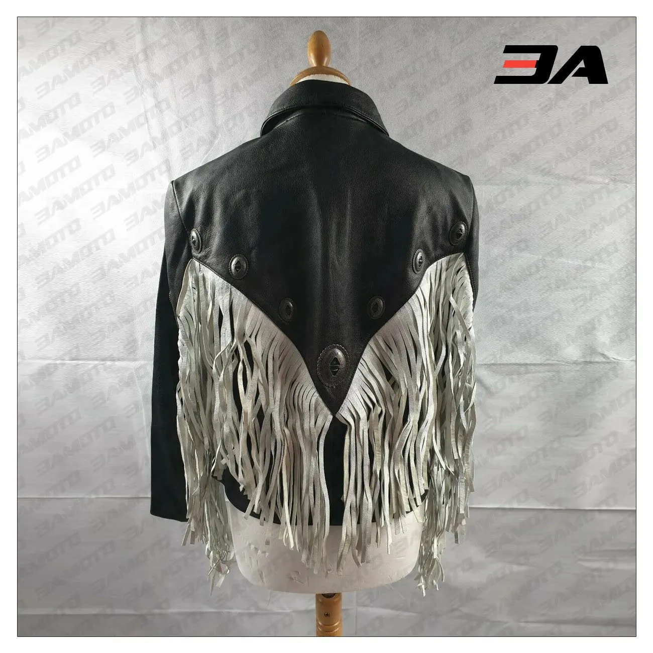 Fringe Leather Embellished Studded Jacket