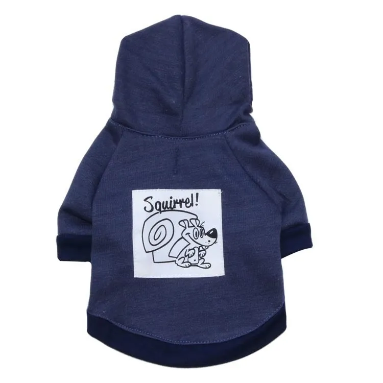 Funny Squirrel And Pigeon Print Dog Clothes Winter Hoodie