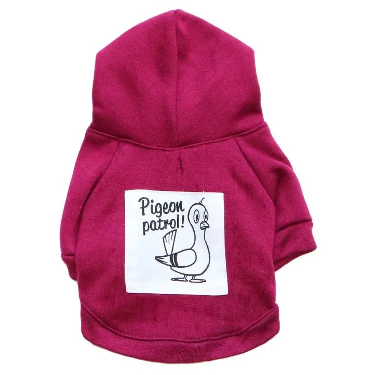 Funny Squirrel And Pigeon Print Dog Clothes Winter Hoodie