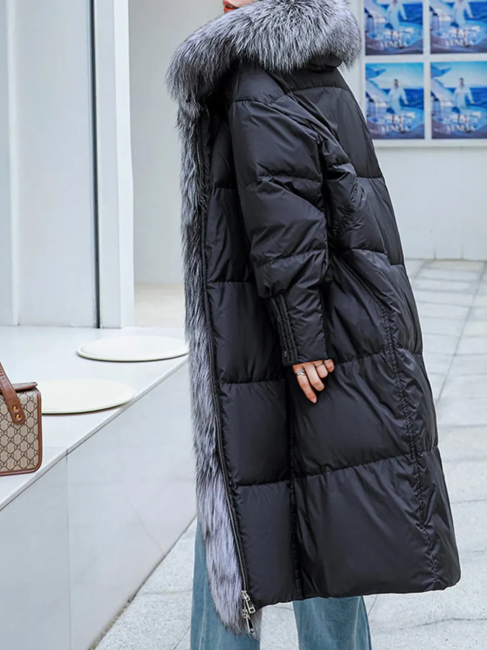 Fur Trim Long Down Jacket