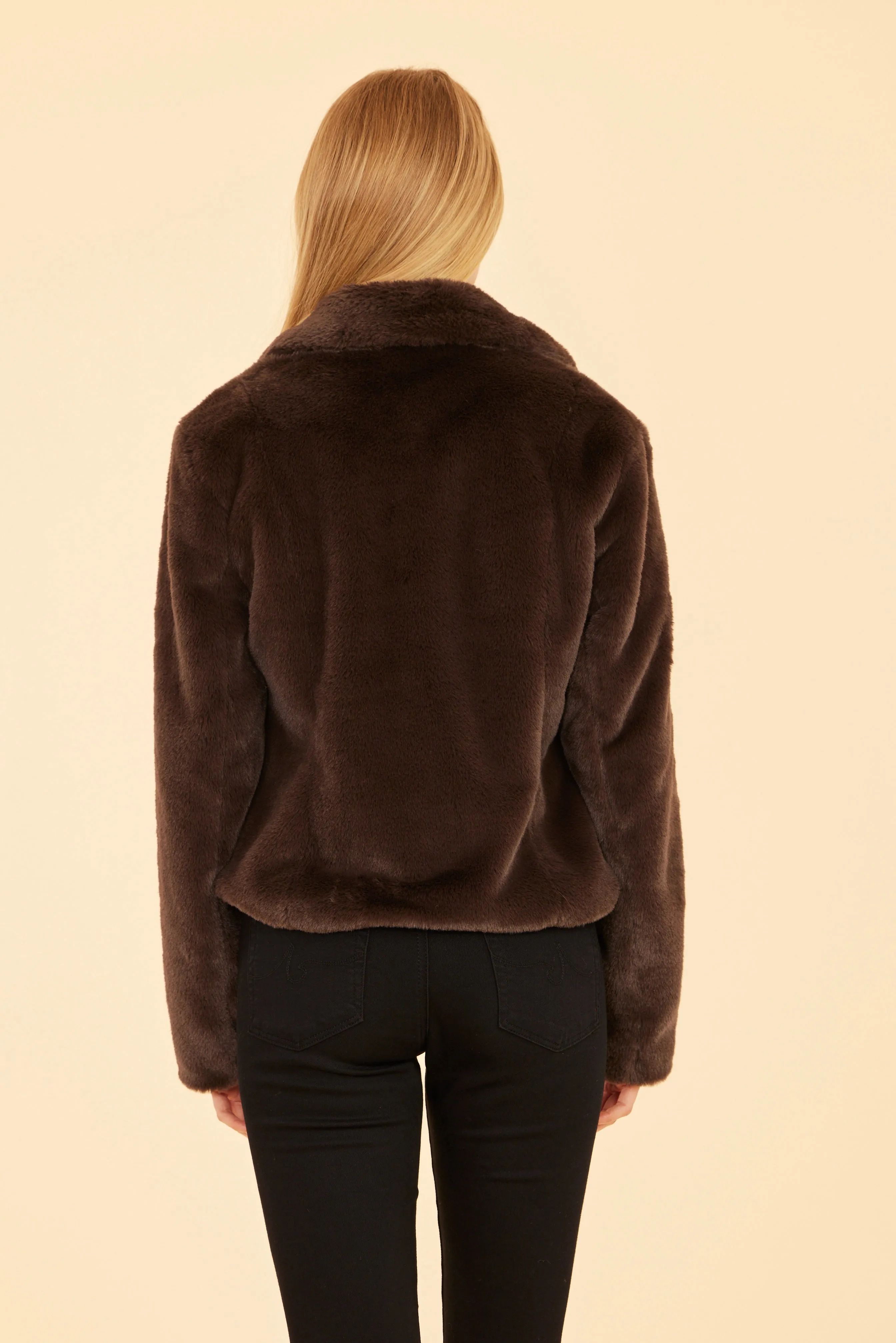 FW'24 Plush Faux Fur Notch Collar Jacket