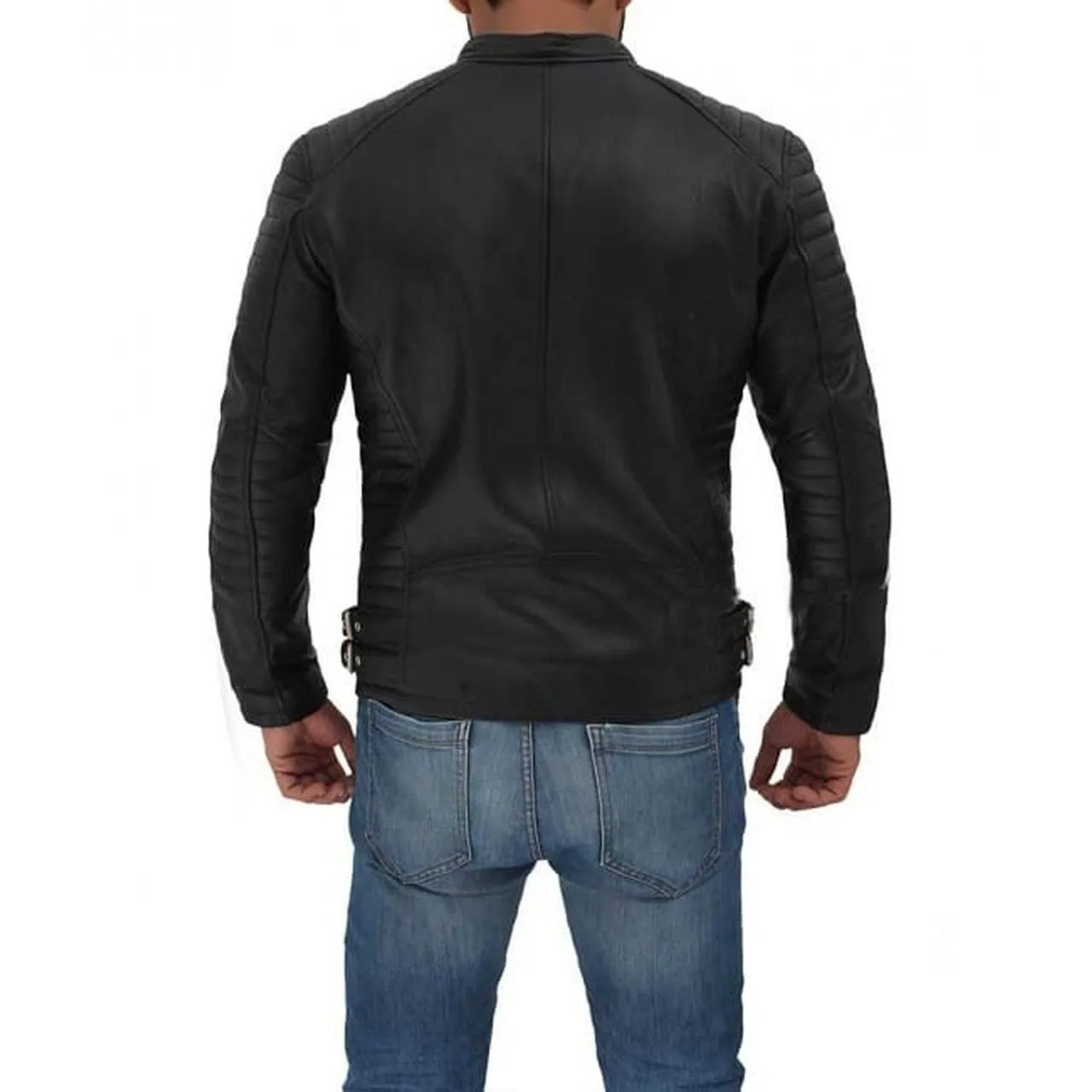 Genuine Asymmetric Lambskin Leather Jacket Men